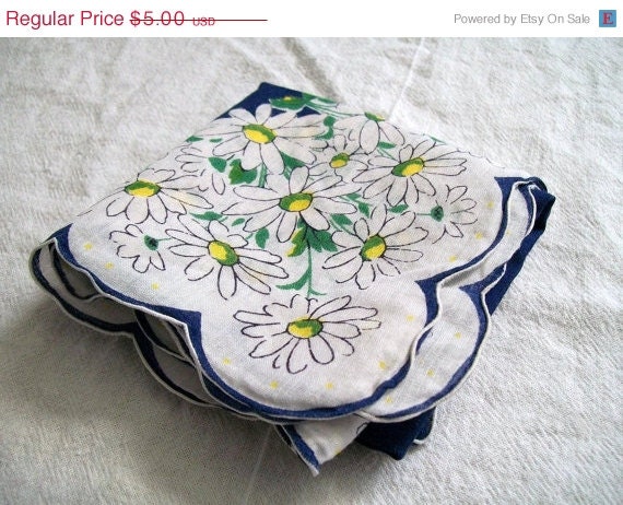MEMORIAL DAY SALE Handkerchief, Vintage Hankie, Hanky