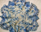 Crocheted Doily, Shabby Chic, Vintage Blue Doily, Crocheted Doilies, Blue and White