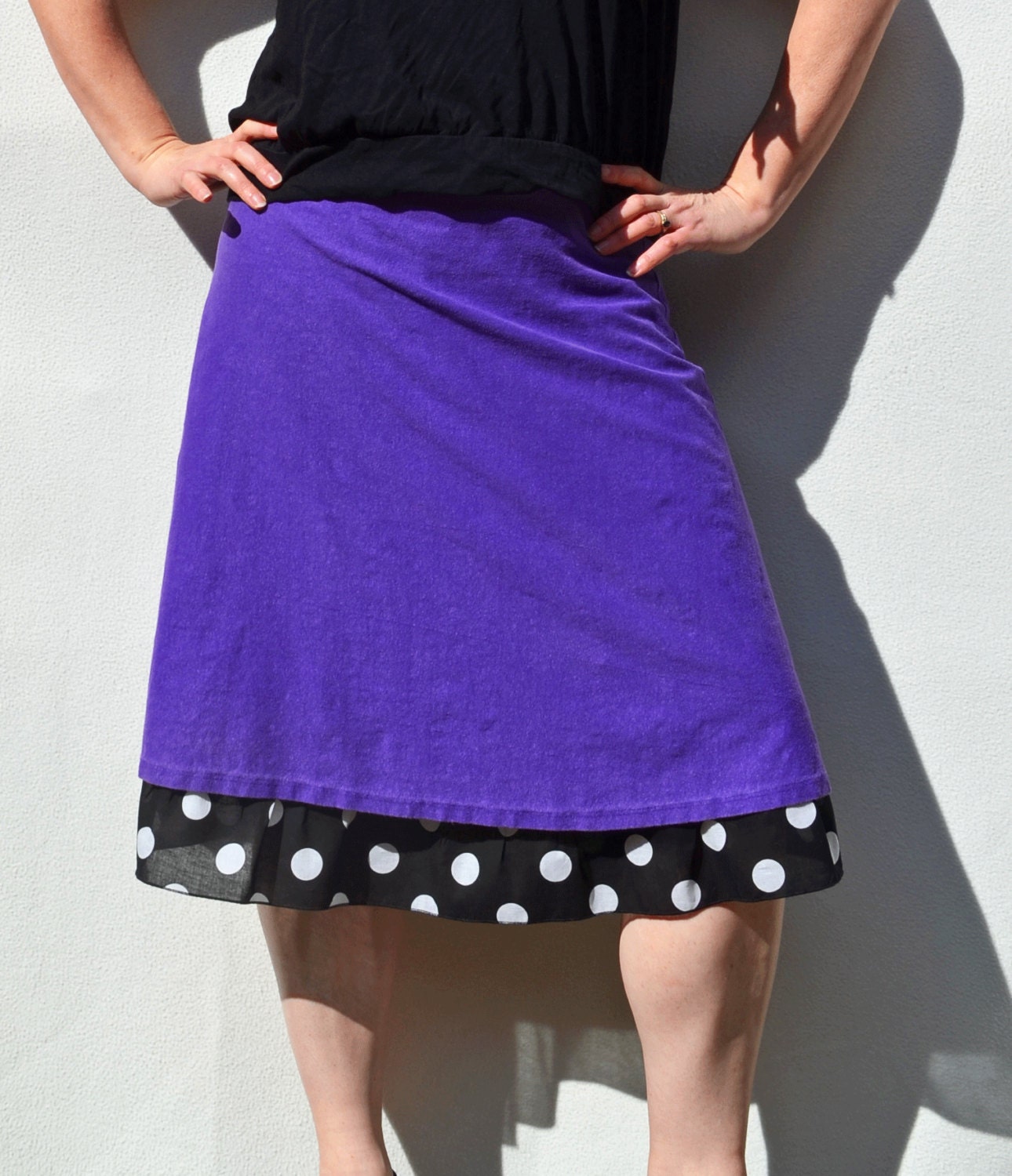 Polka Dot Slip Skirt Extender Black & White w/ Ruffle Ready to Ship Women's Cotton Half Slip Spring Summer Petticoat Retro Pin Up Lolita