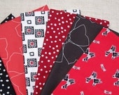 Red and Black Medley - 6 Fat Quarters Bundle (No.143) - Designer Quilt Fabric