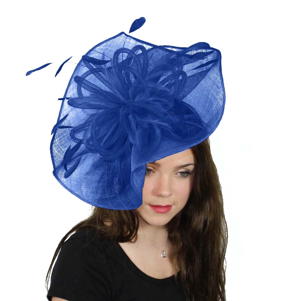 Highball Royal Blue Fascinator Hat for Weddings, Races, and Special Events With Headband