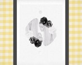 selene and eos - A4 art print - illustration, collage, women, flowers, poster, wall art, home decor