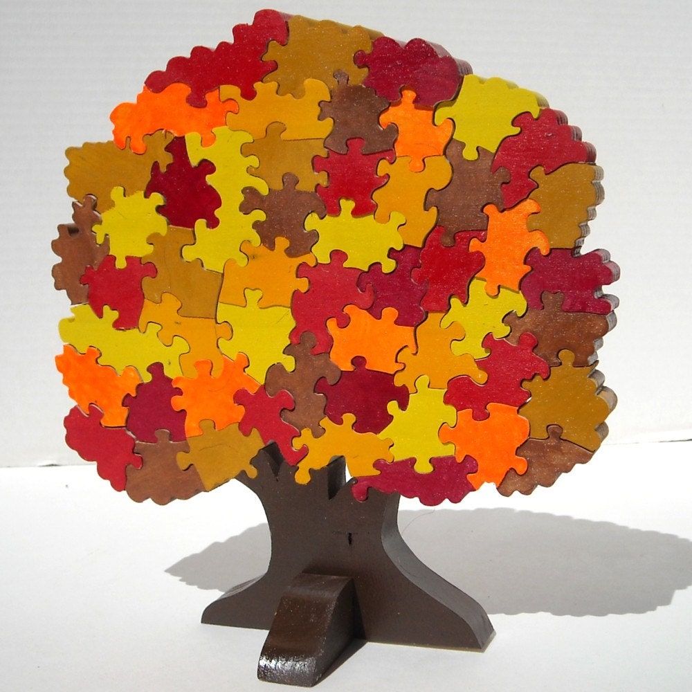 Autumn Tree Wooden 3D Puzzle - Wedding Guest Book Puzzle - Family Tree Puzzle