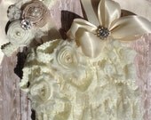 Ulitimate baby Set....Lace romper...baby headband..Barefoot sandals....INfant outfit....photography prop