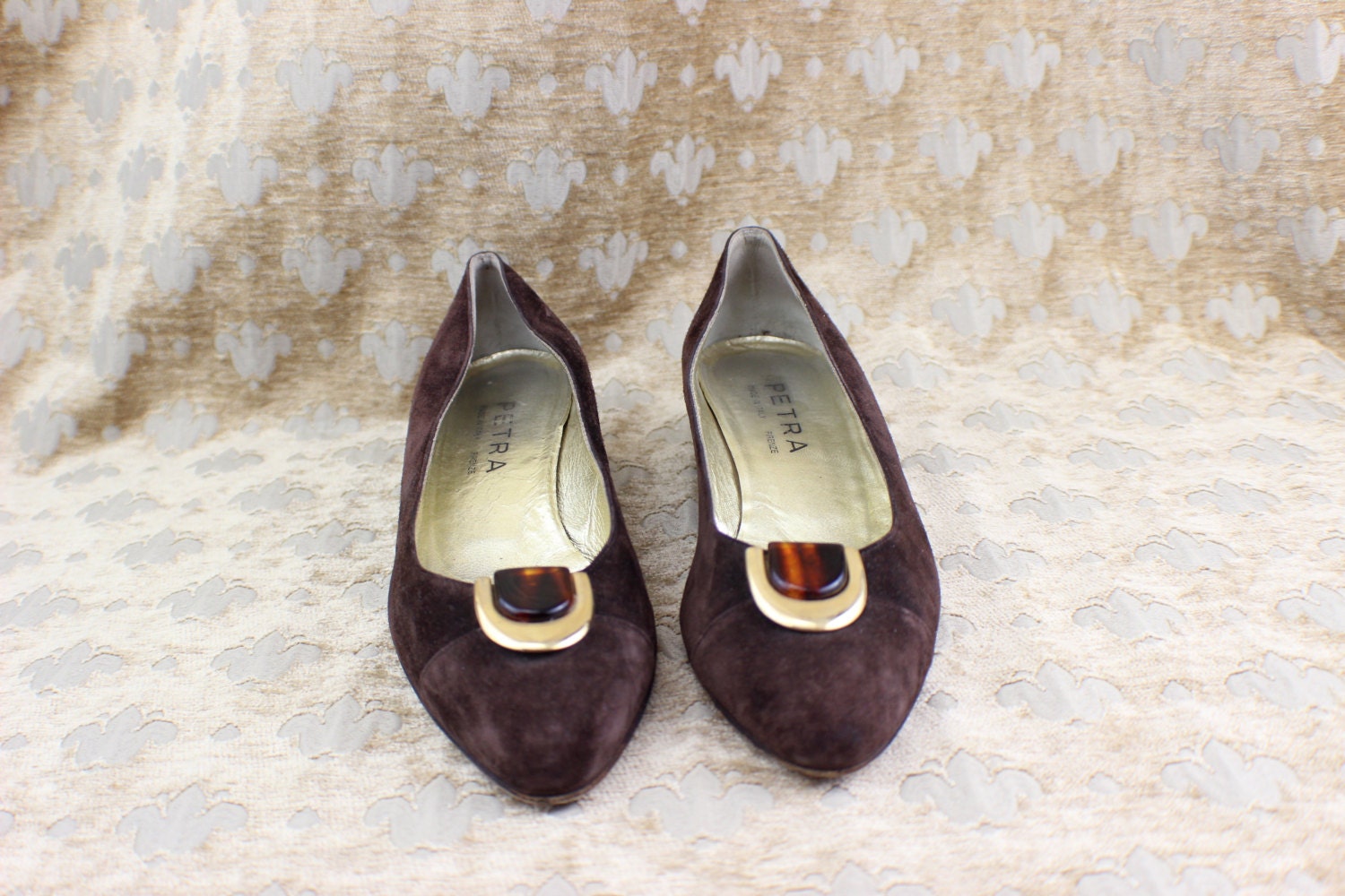80's Shoes Vintage Brown Suede Mini Heels Size 7 1/2