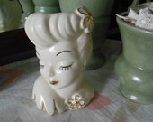 Mid Century Glamour Girl Collectible Lady Head Vase