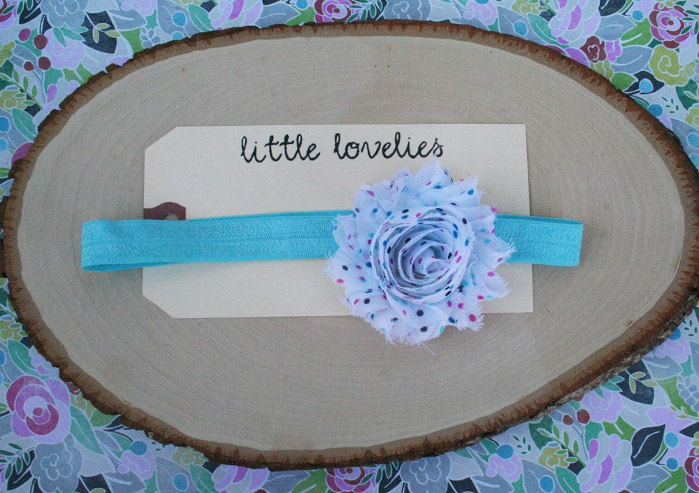 Shabby chiffon headband - multicolored polka dots
