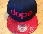 dope snapback hat,, Red and Black Faux Snakeskin Cap, Presale Item