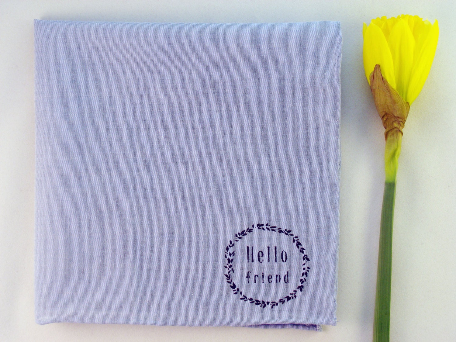 Hello Friend Classic Chambray Blue Pocket Square