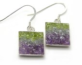 Mosaic Jewelry - Peridot, Chalcedony and Amethyst Earrings