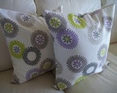 Throw Pillow Covers Set of 2 Modern Floral Medallion Grey, Citrine, Lavender