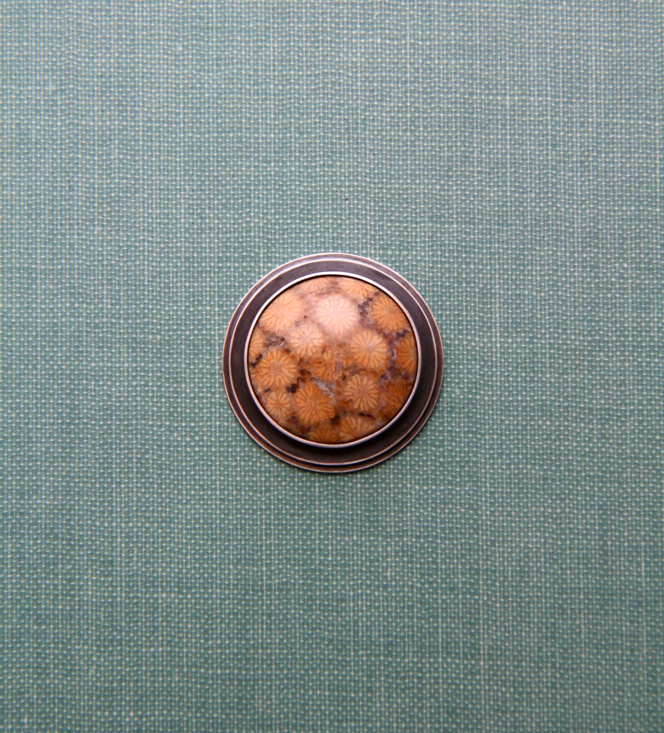 Fossil Coral Stone Ring or Necklace in Reclaimed Silver (Finished to Order)