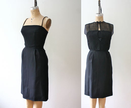 vintage wiggle dress / 1950s lbd dress / Day to Night dress
