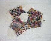 Handknitted norwegian socks in white and multi colours