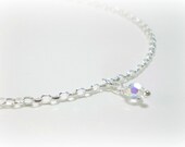 Sterling Silver Anklet with Swarovski Crystal Silver Crystal Ankle Bracelet