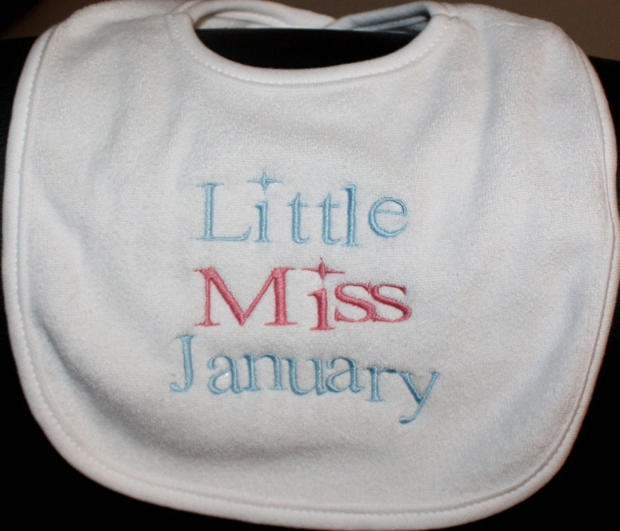 Embroidered Bib for Baby-Miss January
