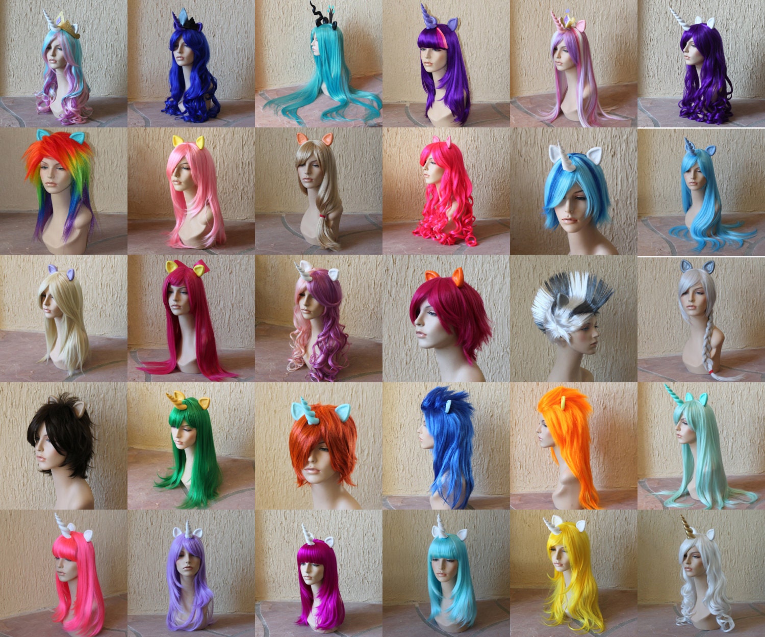 Princess Celestia costume cosplay wig - blue purple pink wig / my little pony cosplay / unicorn / friendship is magic