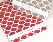 personalized stationery set note cards - LATTICEWORK PATTERN - set of 8 - personalized stationary folded