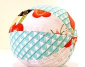 Mint Floral & Triangles  - Toy Rattle Baby Ball - Small Size