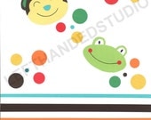 Kohl's Jumping Bean FROG and MONKEY, Art Print, Children's Art Print, Bath Art Print, 8x10,