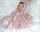 REBORN  or BABY Victorian  Pink Blush French Lace DRESS  size 0-3 month