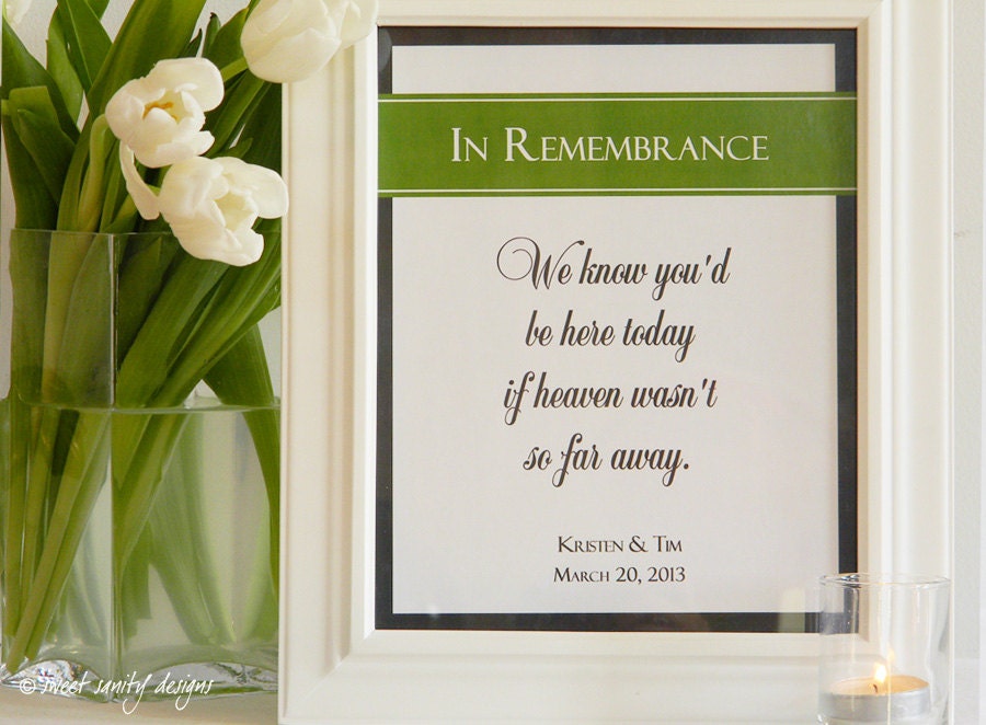 Reception Print - In Remembrance //  In Memory of Those Past Sign