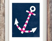 Pink Anchor Print 8x10"