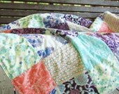 Minky Crib Quilt, Whispers at Dawn, girl, PLUSH for baby, fresh modern handmade baby bedding