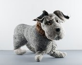 Handmade Terrier Plush Dog in Up-cycled materials