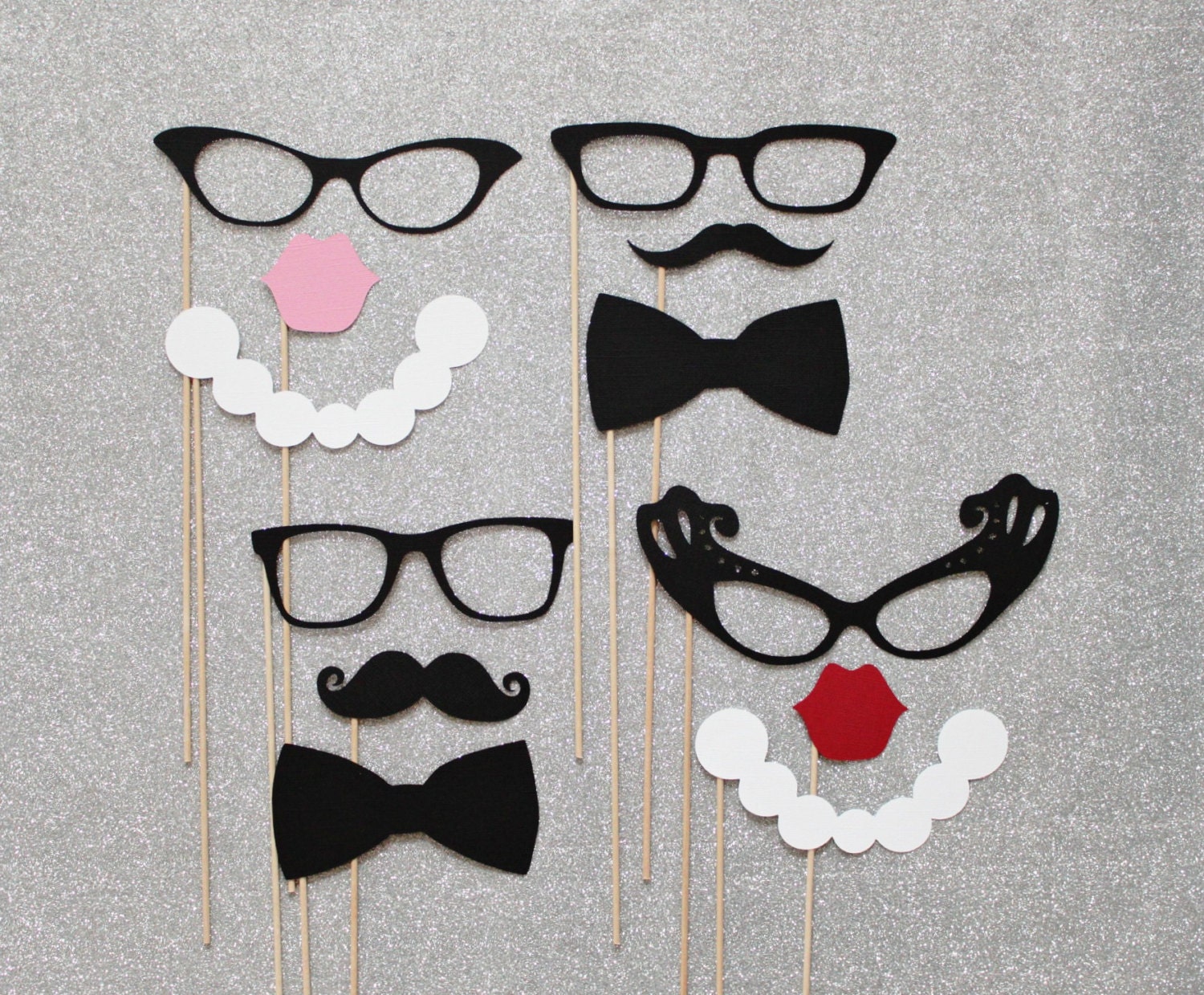 Mad Men Photo Booth Props. Black Tie Wedding Party Photo Booth Prop Set. Photo Booth Props. Little Retreats Set of  12.