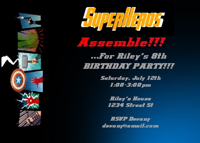 SUPERHERO Printable Birthday Invitation