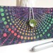 CHECKBOOK COVER in Indigo Navy Blue Rainbow Fabric Wallet - Laser Dots