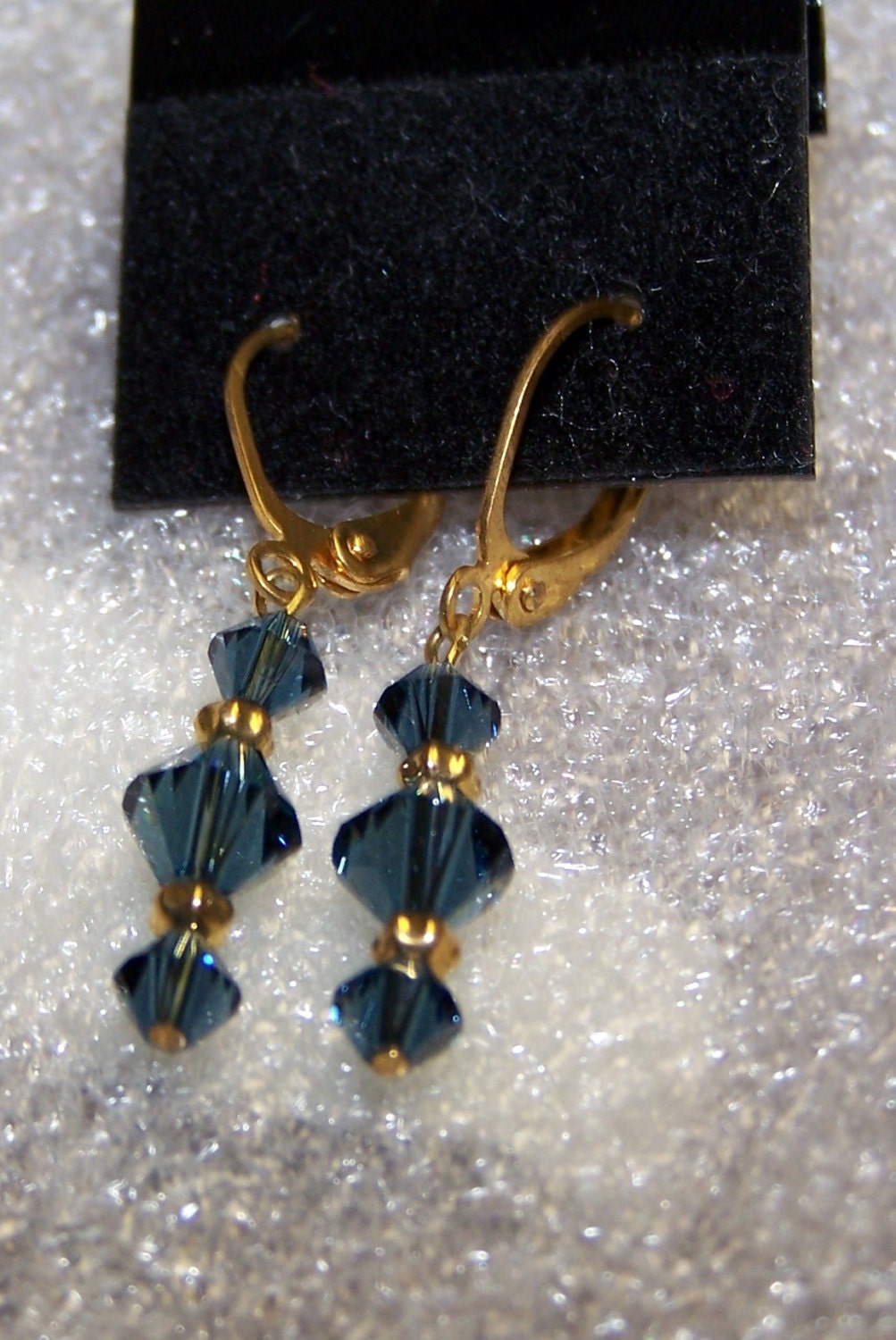 Dark Blue Swavorski Crystal Earrings