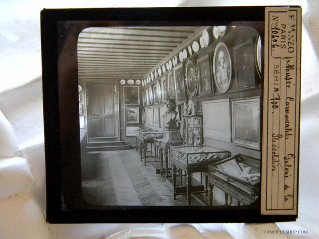 Rare Glass Paris Photograph Slide of Museum