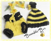 Bumble Bee Hat and Diaper Cover  Hat  Patterns  for  Newborn and Toddler   Knitted