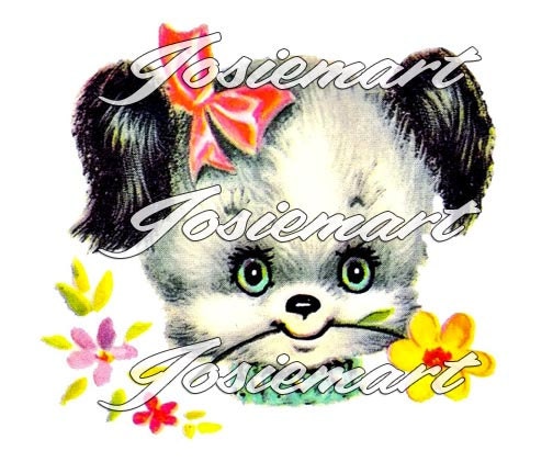 Vintage Digital Download Puppy Kawaii Vintage Image Collage Large JPG