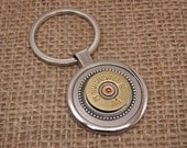 Shotgun Casing Jewelry - Quality Round Silver Key Chain with Winchester 20 Gauge Shotgun Casing - Gift for Guy, Groomsmen Gifts