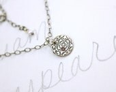 ruby tudor rose charm necklace . free spirit inspirational word jewellery . recycled sterling silver necklace by peacesofindigo