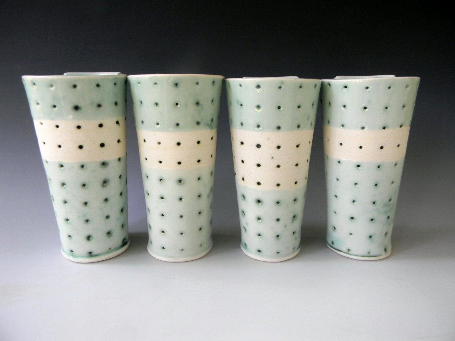 Hand Built Copper Blue Polka Dot Tumbler