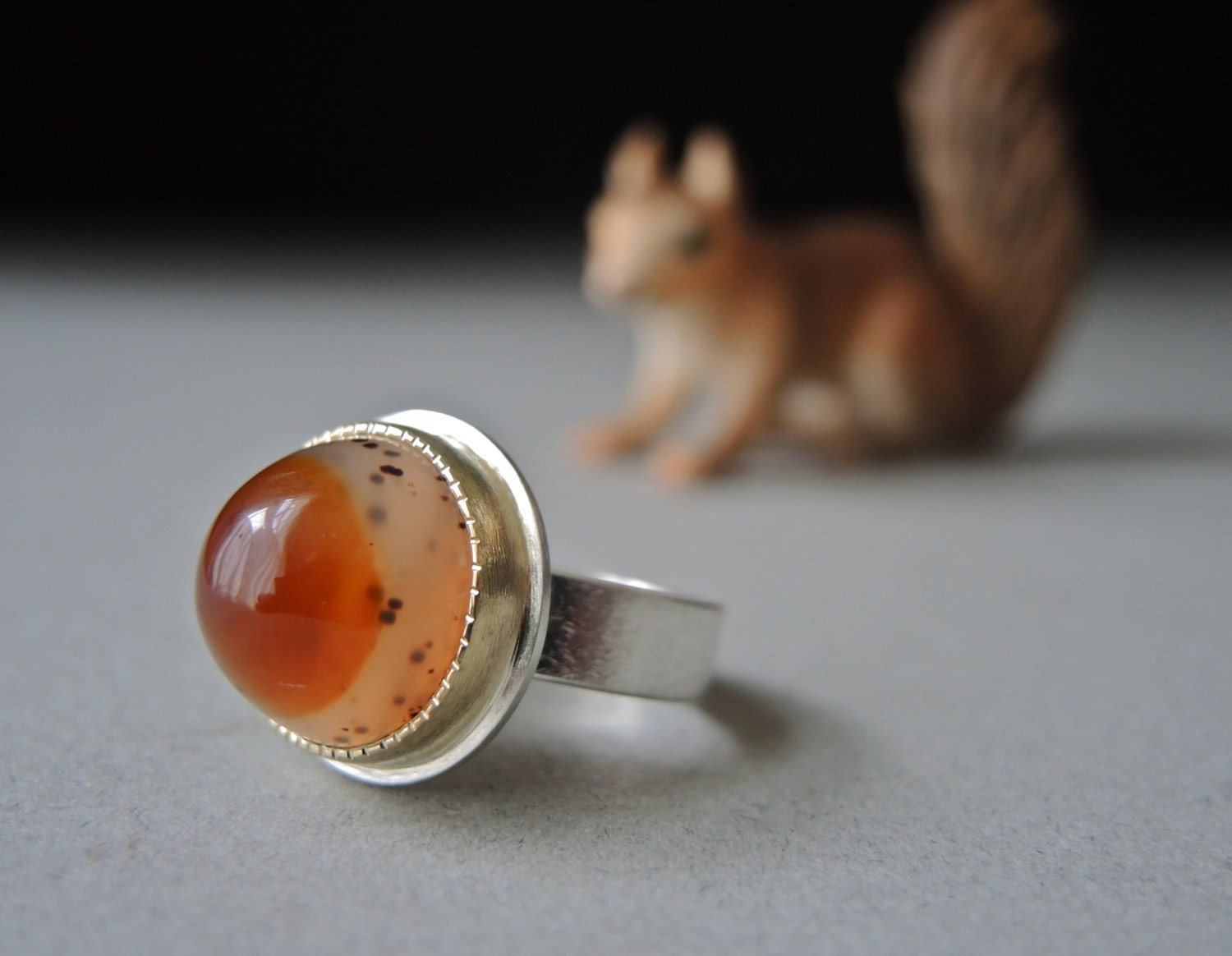 Montana Agate, Agate Ring, 18kt Gold, Sterling Silver, Fabricated, High Dome