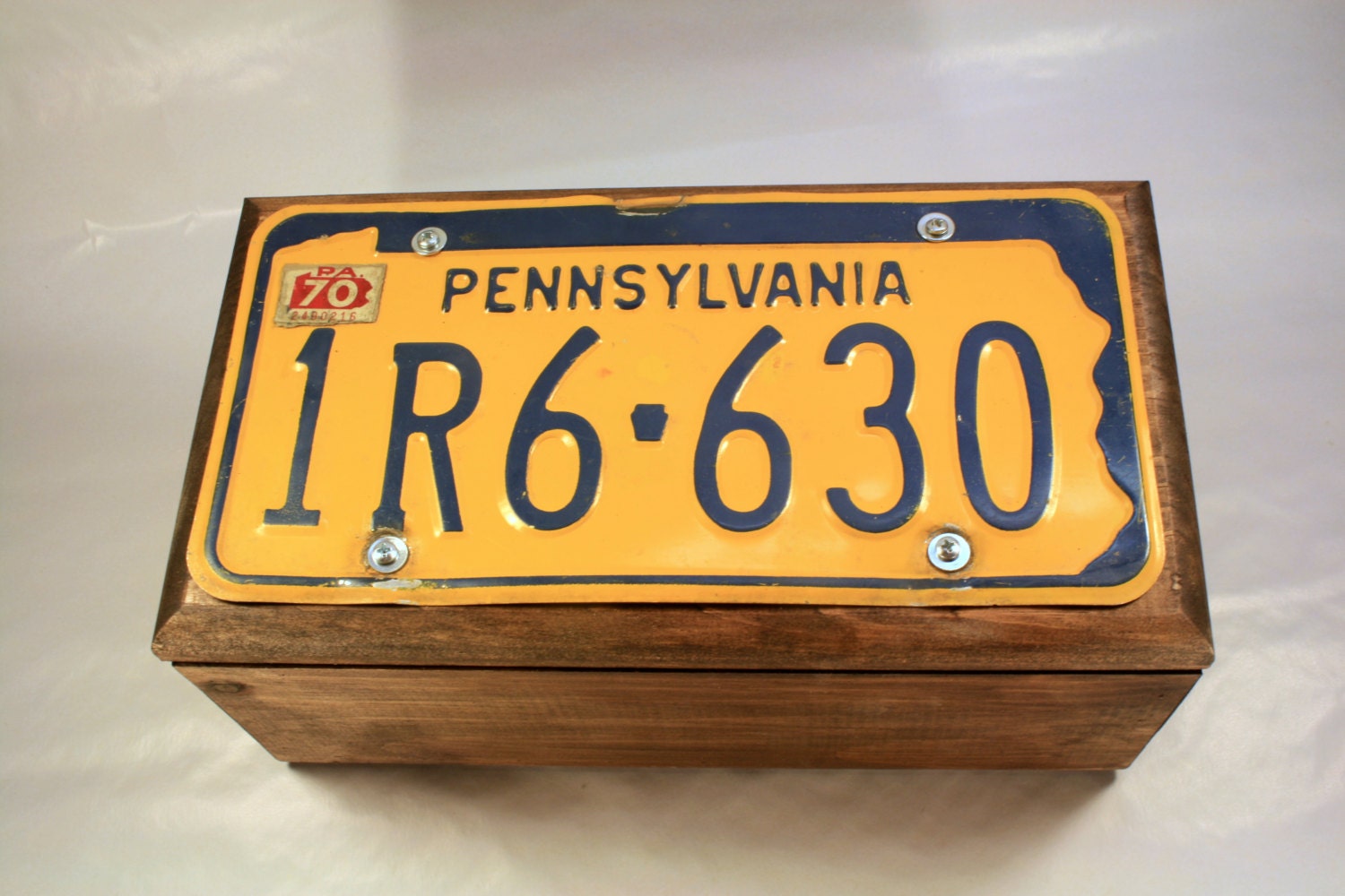 1970 Pennsylvania State License Plate Wooden Box