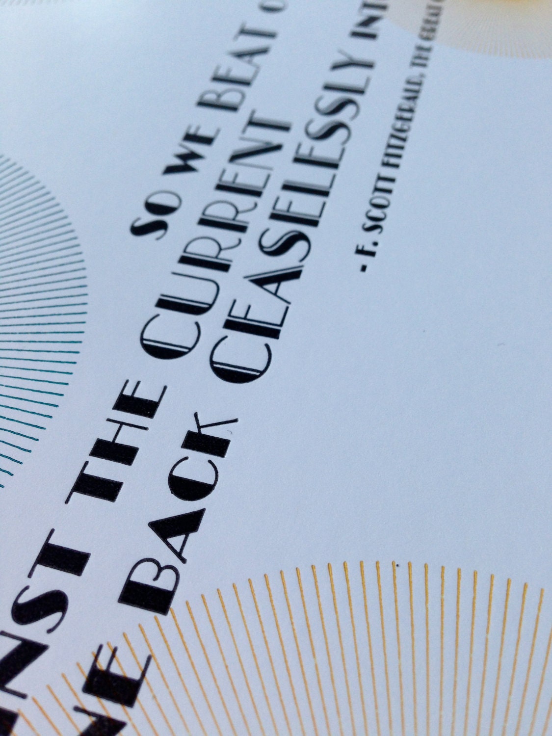 Great Gatsby Quote Letterpress Print