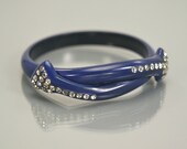 Art Deco Rhinestone Heart Crossover Bracelet.Childs Bracelet Plastic