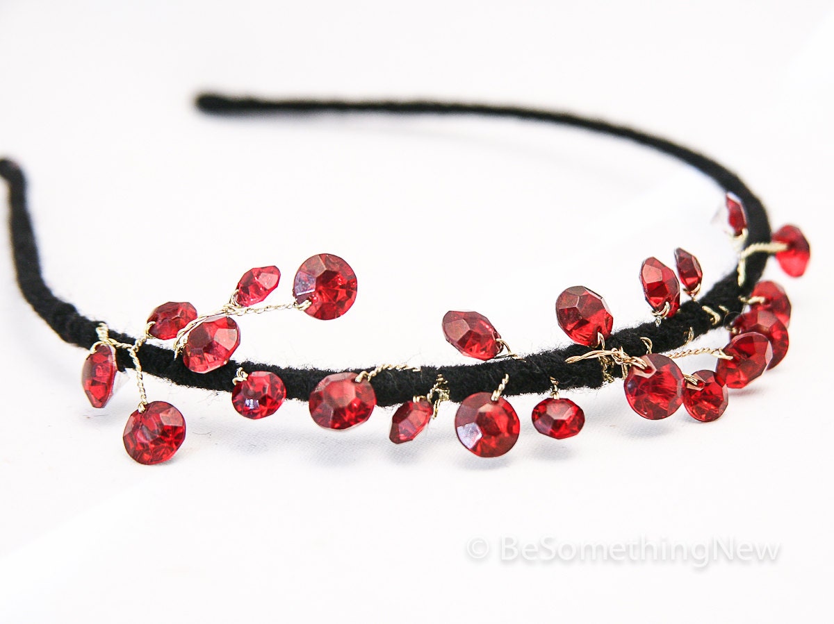 Red sparkle headband, women's hair accessories