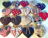 July 4th Decorations -- Americana  Heart Ornaments - Patriotic -- Party Favor -  Home decor - Set of 18 - Reversible -- N0.1