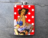 FP112 - Vintage Pinup Girl Decorated 8oz. Stainless Steel Flask