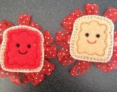 Felt hair clip-2 red peanut butter and jelly hair clips