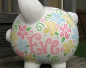 Pretty Flowers Custom Large Piggy Bank