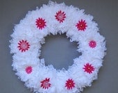 Romantic White Lace Wreath with Pink Red and White Flowers
