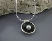 Modern Disk Necklace with Pearl